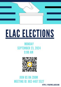 Please join us for our ELAC Parent Elections.